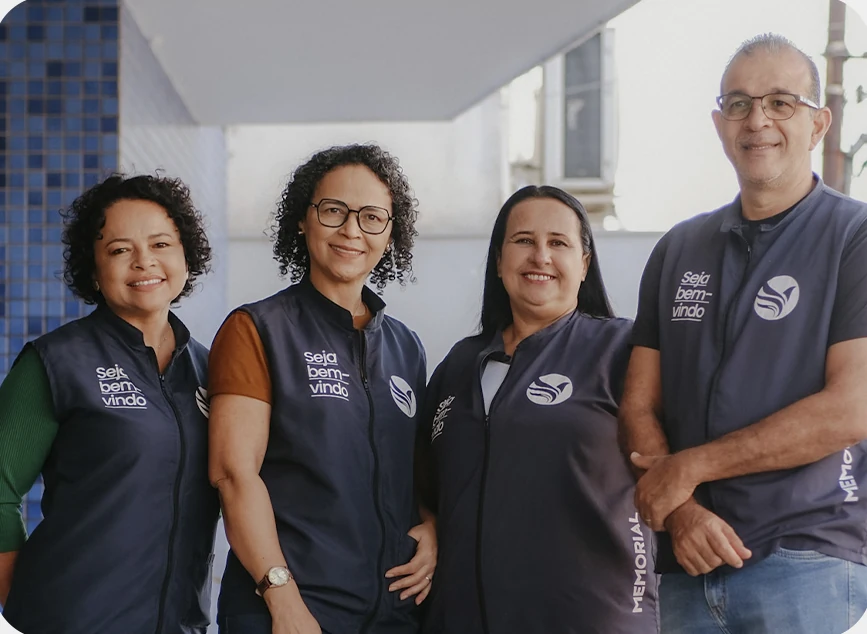 Equipe de acolhimento da Memorial, na fotografia fornecida pela comunicação